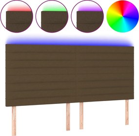 vidaXL Tăblie de pat cu LED, maro închis, 180x5x118/128 cm, textil