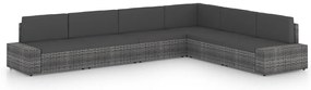 vidaXL Set mobilier de grădină cu perne, 6 piese, gri, poliratan