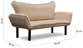Canapea extensibila cu 2 Locuri Lisbon, 150 x 80 x 65 cm