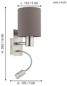 Eglo 96481 - Lampă LED flexibilă PASTERI 1xE27/40W+LED/3,8W gri