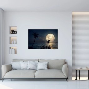 Tablou - Plajă cu lună plină (90x60 cm)