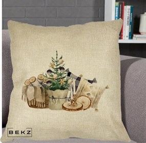 Perna Decorativa Colt Cozy de Craciun Boho, 40x40 cm, Crem, Husa Detasabila, Perna Inclusa, BEKZ®