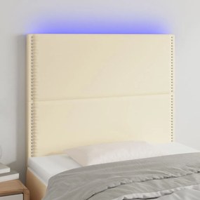3122370 vidaXL Tăblie de pat cu LED, crem, 100x5x118/128 cm, piele ecologică