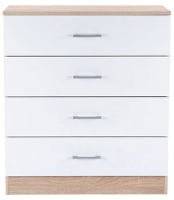 Comodă Miami cu 4 sertare 80x92 cm alb-stejar sonoma