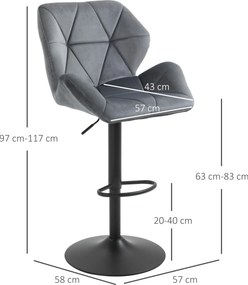 HOMCOM Set de 2 Scaune de Bar Sau Bucătărie cu Design Geometric, Gri | Aosom Romania