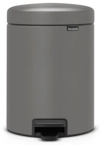 Cos de gunoi cu pedala Brabantia NewIcon 1001097, 5 L, Inchidere lina, Baza antiderapantă, Finisaj mineral, Gri