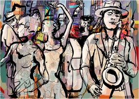 Tablou pe sticlă - Seara de jazz (70x50 cm)