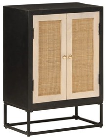vidaXL Dulap, negru, 55x30x76 cm, lemn masiv de mango și fier