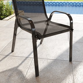 Outsunny Set de 2 Scaune de Prânz pentru Exterior, Scaune Suprapozabile cu Spătar Înalt, Șezut Respirabil pentru Grădină, Verandă, Negru | Aosom Romania