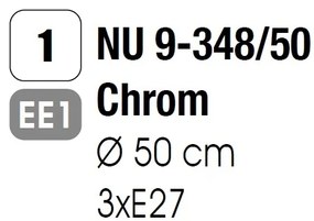 Plafoniera diametru 50cm, Agada NU 9-348/50 chrom OR