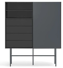 Comodă neagră-gri antracit înaltă cu ușă glisantă 120x140 cm Nube – Teulat