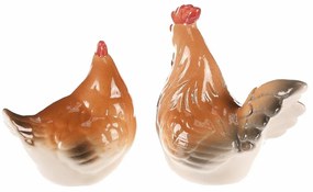 Decorațiune ceramică Găinușă și cocoș, 8 x 8 x 6cm, set de 2 bucăți