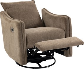HOMCOM Fotoliu Recliner Electric 155° cu Suport pentru Picioare, Rotire 270°, Șezut Lat, Balans, Șenilă, Kaki | Aosom Romania