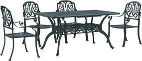 vidaXL Set mobilier de grădină, 5 piese, verde, aluminiu turnat