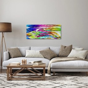 Tablou - Zid de cărămidă cu flăcări colorate (120x50 cm)