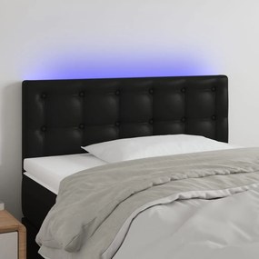 3121684 vidaXL Tăblie de pat cu LED, negru, 80x5x78/88 cm, piele ecologică