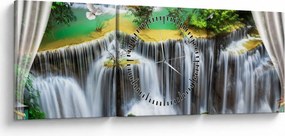 Tablou - Privire la cascade magice (cu ceas) (90x30 cm)