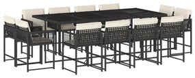 3211578 vidaXL Set mobilier de grădină cu perne, 13 piese, negru, poliratan