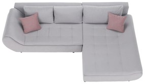 Set canapea, gri deschis / roz pudră, material textil, dreapta, BRATO