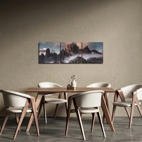 Tablou - Dolomiți Italieni ascunși în ceață (cu ceas) (90x30 cm)