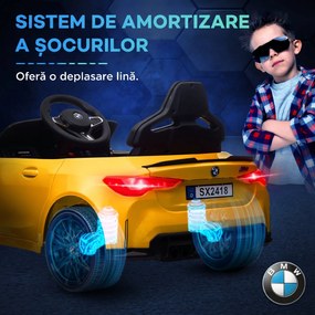 AIYAPLAY Mașinuță Electrică pentru Copii BMW M4, Galbenă | Aosom Romania