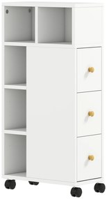 HOMCOM Unitate de Stocare pentru Baie Slim cu Roți - Alb | Aosom Romania