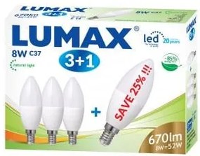 SET 4 BECURI E14 8W LUMANARE PACHET PROMO 8W LUMINA CALDA