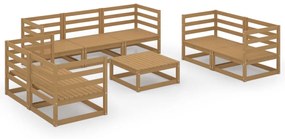 Set mobilier de gradina, 8 piese, maro miere, lemn masiv de pin maro miere, 1, nu