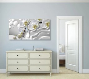 Tablou orhidee pe fundal abstract