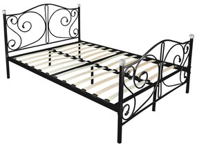 Pat metalic cu cristale Drystan (Negru) (90x200cm). 1060506