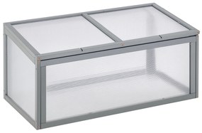 Outsunny Frühbeet Sopron din lemn și policarbonat 90 x 46 x 40 cm Șopron cu acoperire rezistentă la intemperii pentru grădină Plantbeet Gri | Aosom Romania