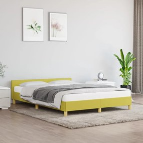 Cadru de pat cu tablie, verde, 140x190 cm, textil Verde, 140 x 190 cm