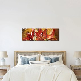Tablou cu flori de crini (cu ceas) (90x30 cm)