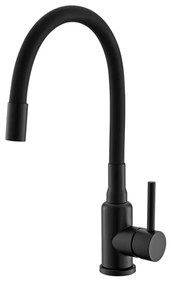 Baterie chiuveta bucatarie cu pipa flexibila, negru complet, Alveus Flexa Negru-All black