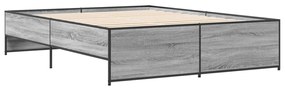 3279885 vidaXL Cadru de pat, gri sonoma, 150x200 cm, lemn prelucrat și metal