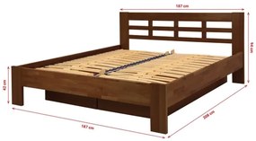 Двойно легло от масивно дърво с вместимост ANGELA 180x200 см тъмен орех