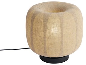 Lampă de masă Japandi neagră cu abajur bej din in 28cm - Nami