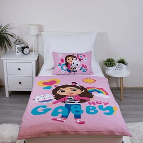 Lenjerie de pat pentru copii roz din bumbac pentru pătuț 100x135 cm Gabby's Dollhouse – Jerry Fabrics