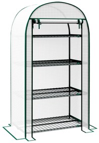 Outsunny Seră de grădină seră de balcon rezistentă la UV ușă rolo 4 rafturi acoperiș PE 80 x 50 x 160 cm alb | Aosom Romania