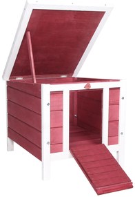 PawHut Colivă Lemn Exterior pentru Rozătoare, Acoperiș și Rampa Reglabilă, 42x51x43cm, Roșu | Aosom Romania