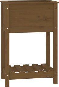 vidaXL Jardinieră cu raft, maro miere, 54x34,5x81 cm, lemn masiv pin