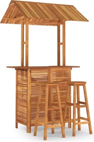 vidaXL Set mobilier de bar de grădină, 3 piese, lemn masiv de acacia