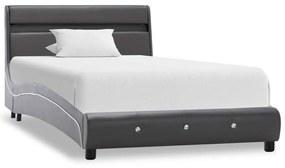 280337 vidaXL Cadru de pat cu LED, gri, 90 x 200 cm, piele artificială
