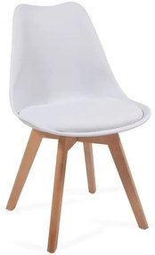 Set de scaune de sufragerie cu scaun din plastic, 4 buc, alb