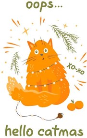 Ilustrație Hello catmas. Funny greeting card for, Нина Виноградова