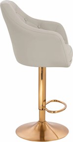 HR831W Scaun Ecru Piele Ecologica Premium Soft cu Bază Aurie