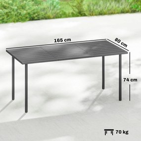 Outsunny Masă de grădină 165 x 80 cm pentru 6 persoane Masă de dining cu blat din lamele Cadrul din oțel, Dreptunghiulară | Aosom Romania