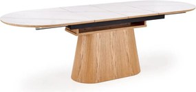 Masa extensibila SIRIUS, alb/stejar natural, 160/240x90x77 cm