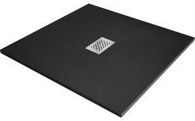 Mexen Hugo cadă pătrată SMC 100 x 100 cm, neagră, capac inox - 42701010-X
