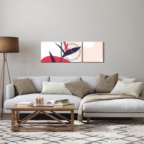 Tablou - Abstracție florală roz N⁰1 (cu ceas) (90x30 cm)